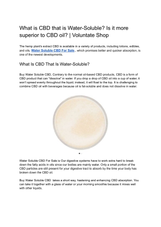 What is CBD that is Water-Soluble_ Is it more superior to CBD oil_ _ Voluntate Shop