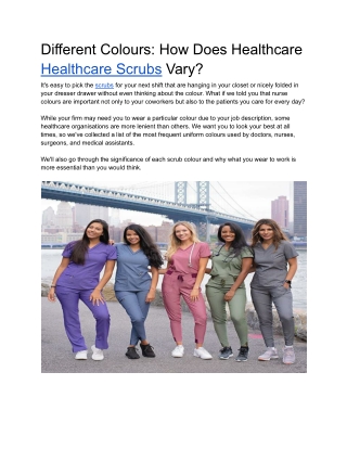 Different Colours How Does Healthcare Healthcare Scrubs Vary