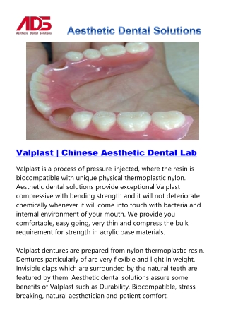 Valplast | Chinese Aesthetic Dental Lab