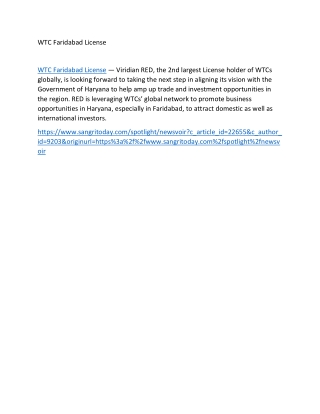 WTC Faridabad License