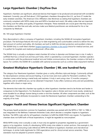 What I Wish I Knew a Year Ago About large hyperbaric oxygen chambers