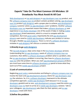 Experts Take On The Most Common UX Mistakes 10 Drawbacks You Must Avoid At All Cost