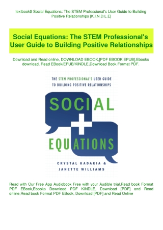 textbook$ Social Equations The STEM Professional's User Guide to Building Positive Relationships [K.