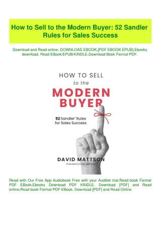 (READ)^ How to Sell to the Modern Buyer 52 Sandler Rules for Sales Success ebook