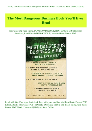 [PDF] Download The Most Dangerous Business Book You'll Ever Read [EBOOK PDF]