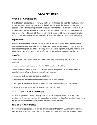 ce marking certification