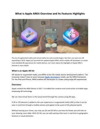 What is Apple ARKit Overview and Its Features Highlights