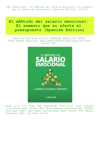 Pdf [download]^^ El mÃƒÂ©todo del salario emocional El aumento que no afecta el presupuesto (Spanish