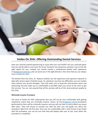 Smiles On 35th Offering Outstanding Dental Services