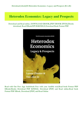 Download [ebook]$$ Heterodox Economics Legacy and Prospects [R.A.R]