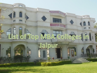 Top MBA Colleges in Jaipur