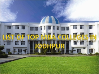 Top MBA Colleges in Jodhpur