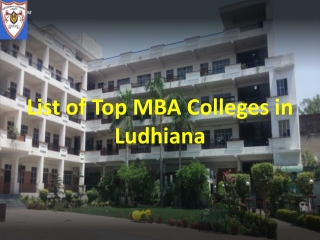 Top MBA Colleges in Ludhiana