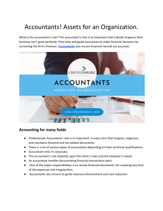 Accountants! Assets for an Organization