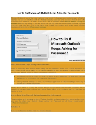 How to Fix If MS Outlook Keeps Asking for Password?