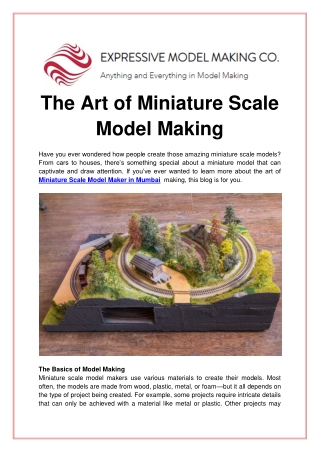 The Art of Miniature Scale Model Making