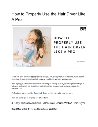 Web 2.0_Beauty Route_Dec _ How to Properly Use the Hair Dryer Like A Pro
