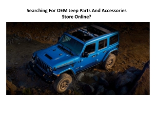 Searching For OEM Jeep Parts And Accessories Store Online