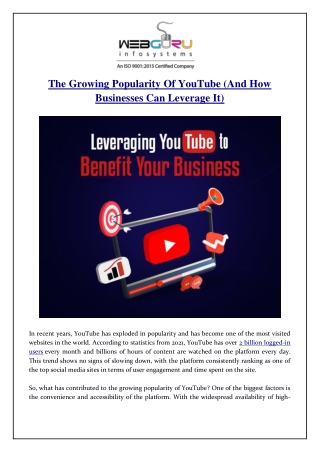 The Growing Popularity of YouTube (And How Businesses Can Leverage It)