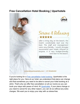 Free Cancellation Hotel Booking _ Uparhotels