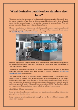 What desirable qualities does stainless steel have