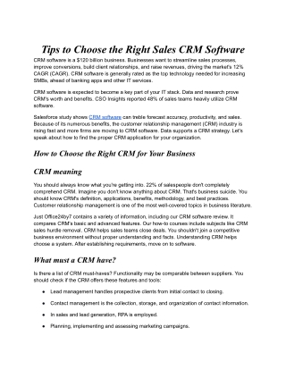 Tips to choose the right sales CRM software.