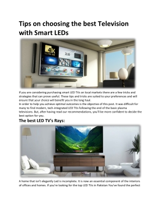 Tips on choosing the best Television with Smart LEDs