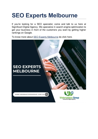 SEO Experts Melbourne