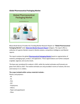 Global Pharmaceutical Packaging Market