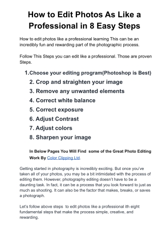 How to Edit Photos As Like a Professional