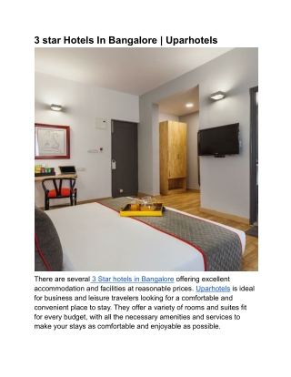 3 star Hotels In Bangalore _ Uparhotels
