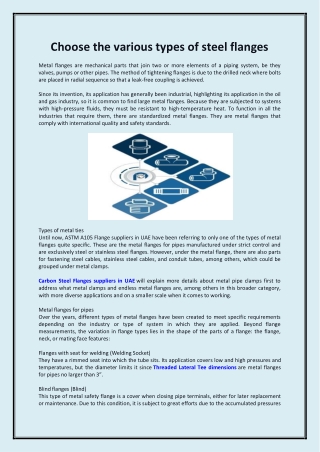 Choose the various types of steel flanges