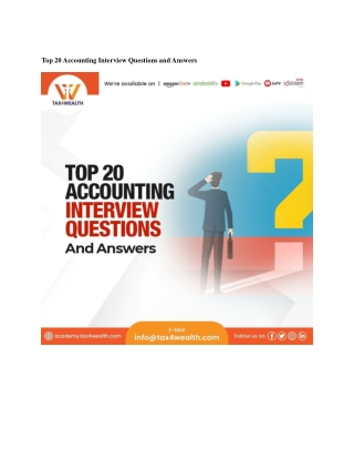 Top 20 Accounting Interview Questions and Answers | Academy Tax4wealth