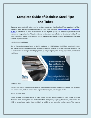 Complete Guide of Stainless Steel Pipe and