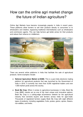 How can the online agri market change the future of Indian agriculture?