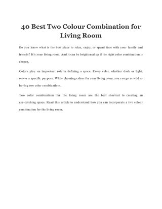 40 Best Two Colour Combination for Living Room
