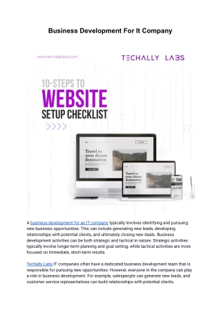 Business Development For It Company | Techally Labs