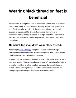 Wearing black thread on feet is beneficial