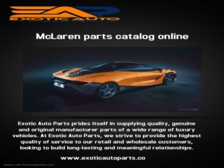 Auto parts catalogue for MCLAREN vehicles