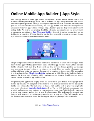 Online Mobile App Builder - App Stylo