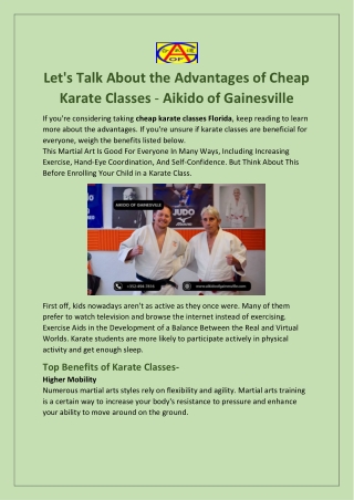 Get the best Takemusu Aikido in Florida