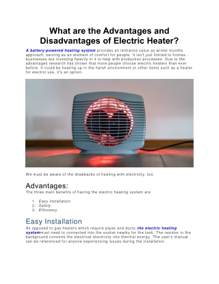 What are the Advantages and Disadvantages of Electric Heater