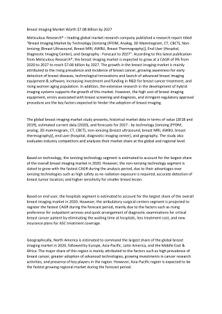 Breast Imaging Market Worth