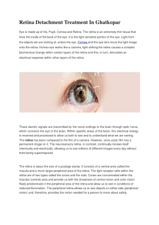Retina Detachment Treatment In Ghatkopar