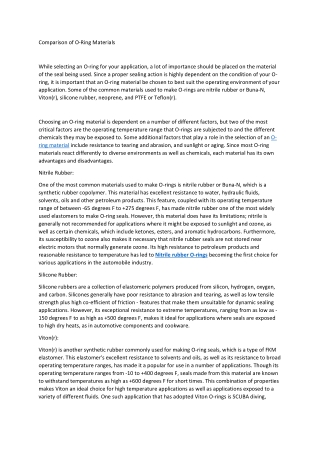 Comparison of O-Ring Materials