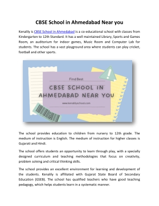 CBSE School in Ahmedabad Near you