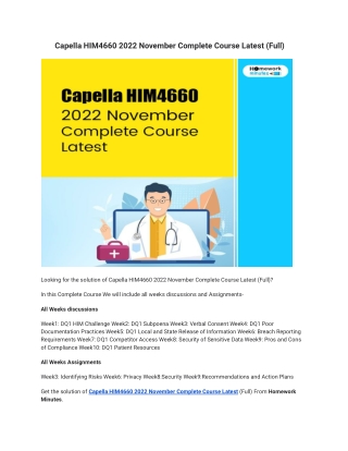 Capella HIM4660 2022 November Complete Course Latest (Full)