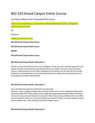 BIO 220 Grand Canyon Entire Course