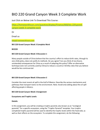 BIO 220 Grand Canyon Week 3 Complete Work