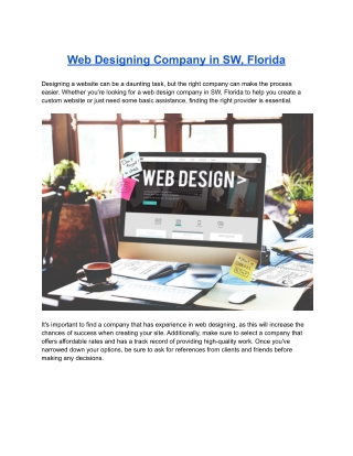 Web Designing Company in SW, Florida